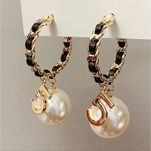💎Designer NO. 5 Hoop Earrings Luxury  Inspired Pearls